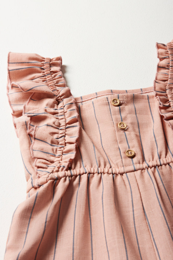 Stripe Frill Jumpsuit Dusty Pink (2)