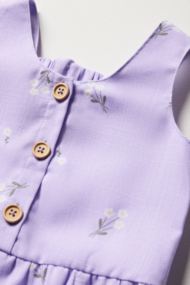Floral Jumpsuit With Bow Purple