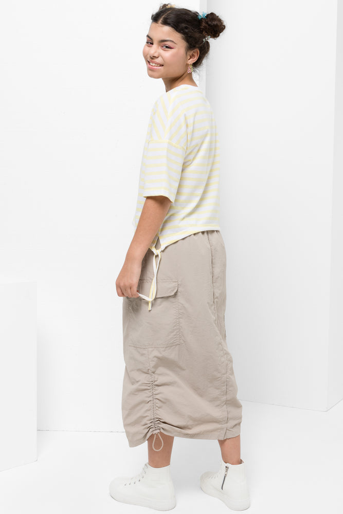 Curved Hem T-Shirt Lemon Stripe (1)