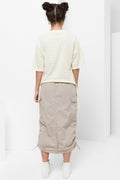 Curved Hem T-Shirt Lemon Stripe (2)