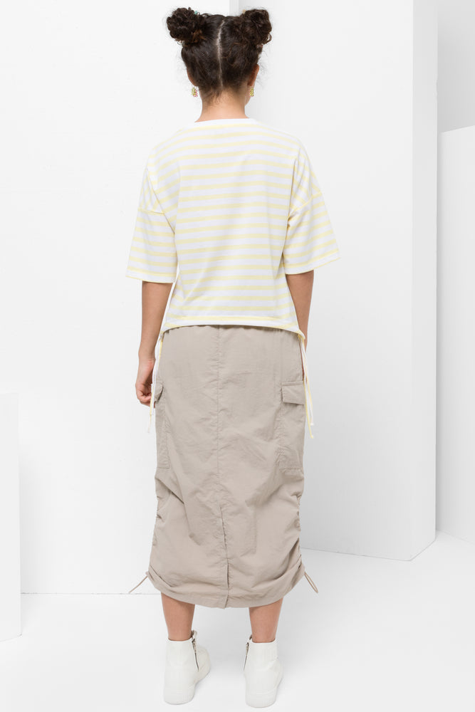 Curved Hem T-Shirt Lemon Stripe (2)