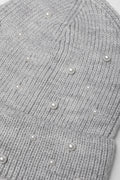 Pearl Detail Beanie Grey (1)