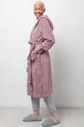 Animal Textured Hooded Fleece Gown Mocha (1)