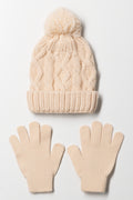 Beanie And Gloves Set Natural