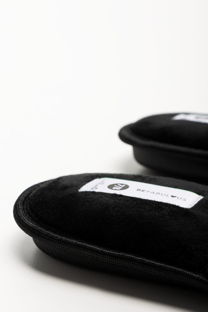 Rib Open Toe Slippers Black (3)