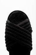 Rib Open Toe Slippers Black (4)