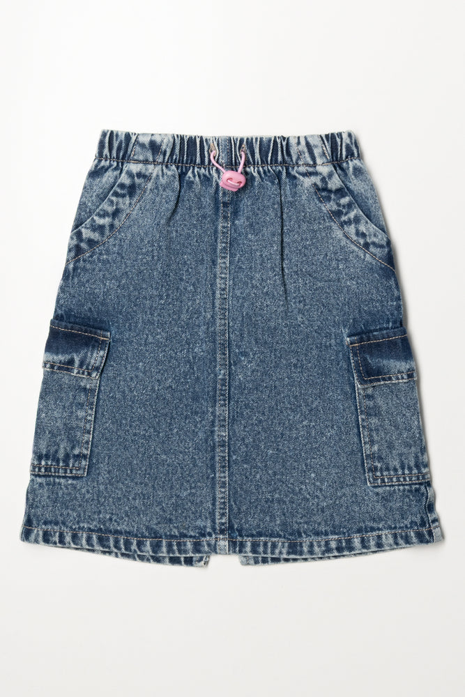 Midi Cargo Denim Skirt