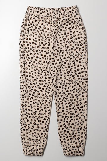Leopard Print Pull On Trackpants Natural