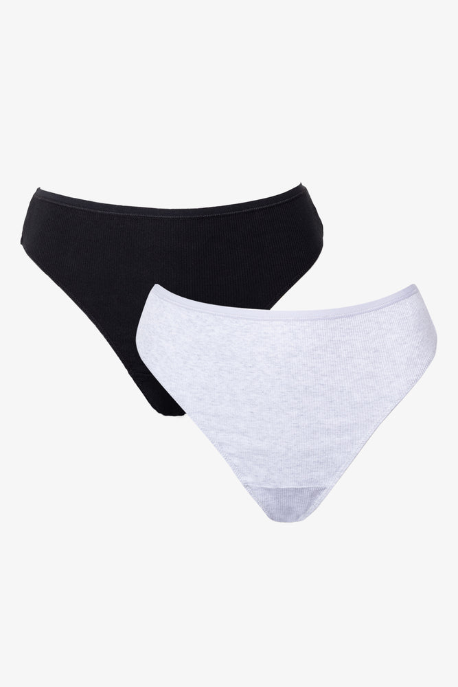 3 Pack Cotton Thongs Black And White