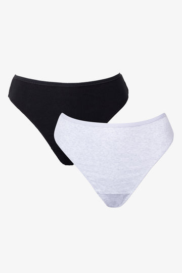 3 Pack Cotton Thongs Black And White
