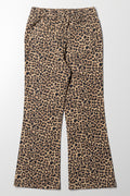 Animal Print Flare Denim Jeans Brown (2)
