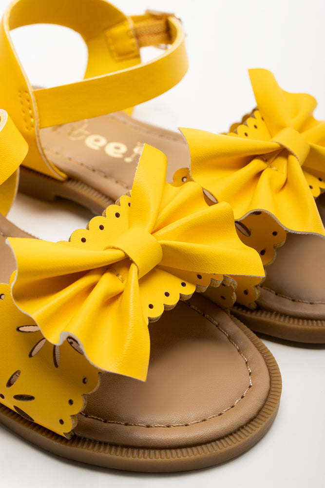 Bow Trim Sandals Yellow (2)