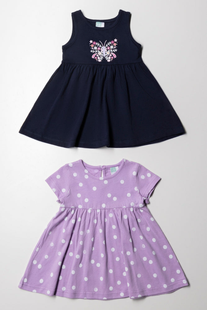 2 Pack Knit Dress Navy And Purple