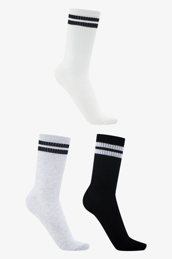 3 Pack Socks Grey, White And Black