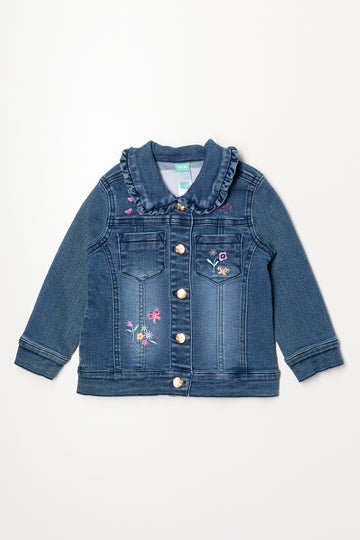Embroidered Denim Jacket Blue