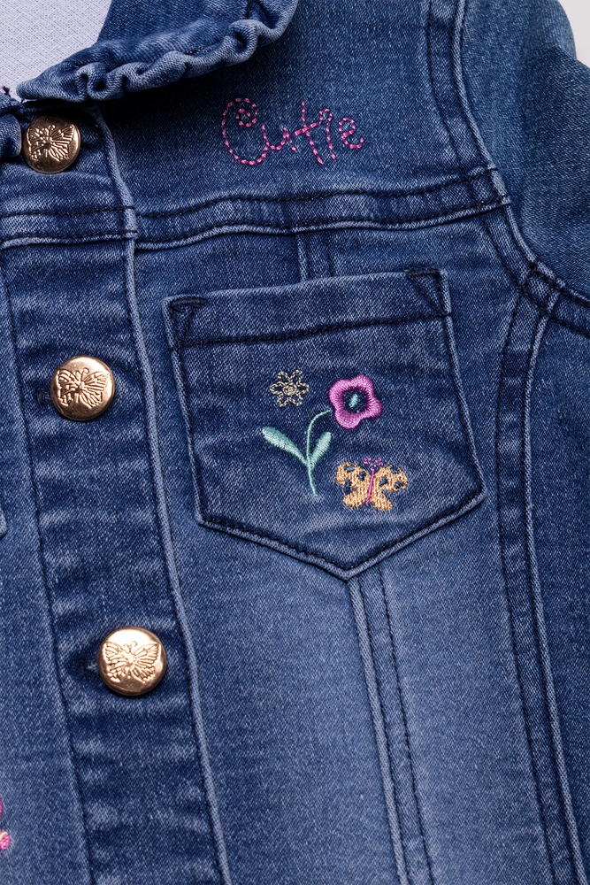Embroidered Denim Jacket Blue