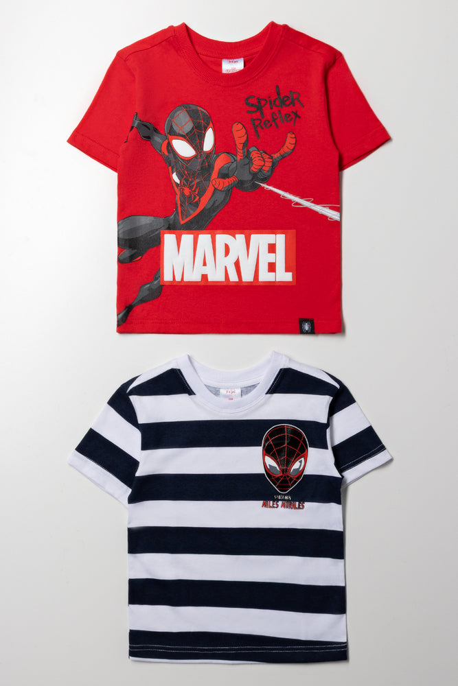 Spiderman 2 Pack T-Shirts Red And Navy
