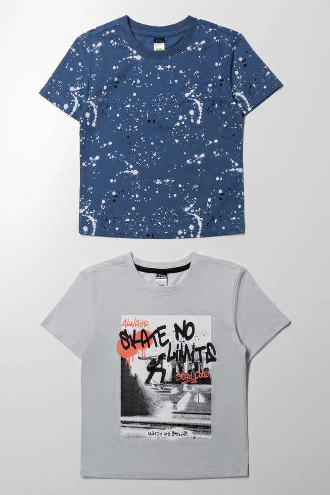 2 Pack T-Shirts Blue And Grey