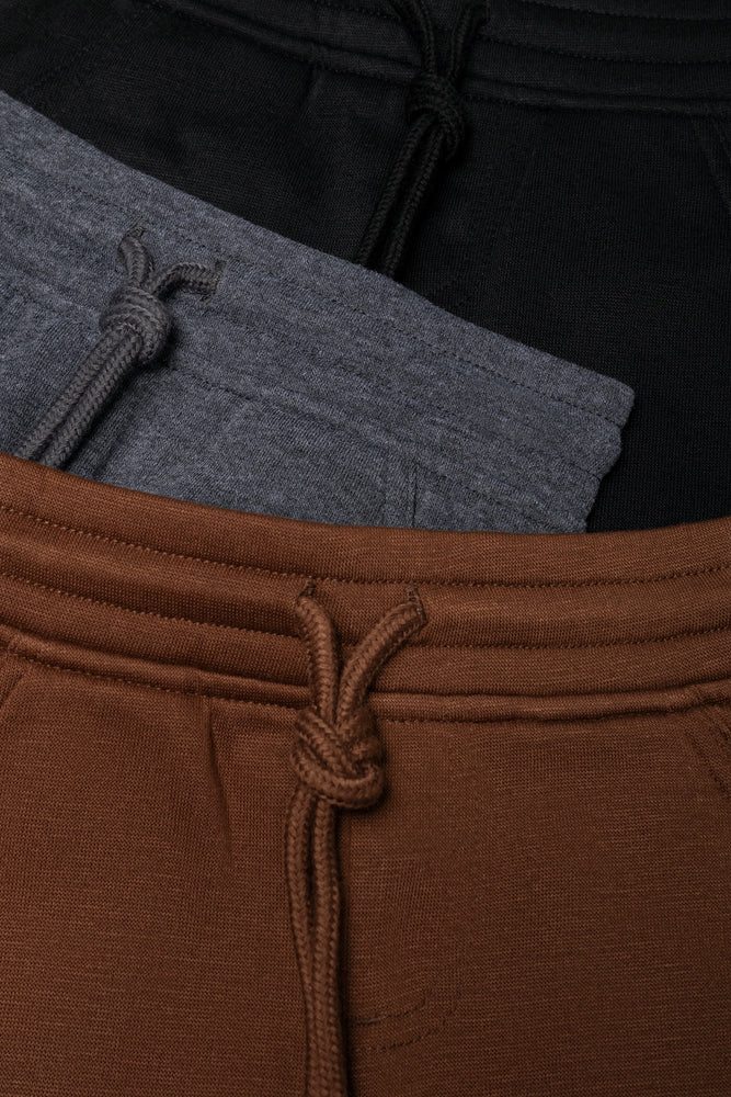 3 Pack Trackpants Brown, Dark Grey And Black