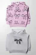 2 Pack Bow Hoodies Pink And Grey