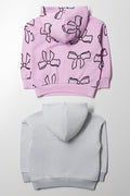 2 Pack Bow Hoodies Pink And Grey (2)