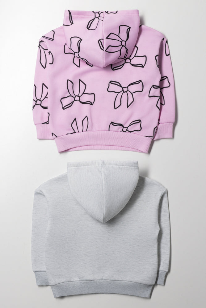 2 Pack Bow Hoodies Pink And Grey (2)