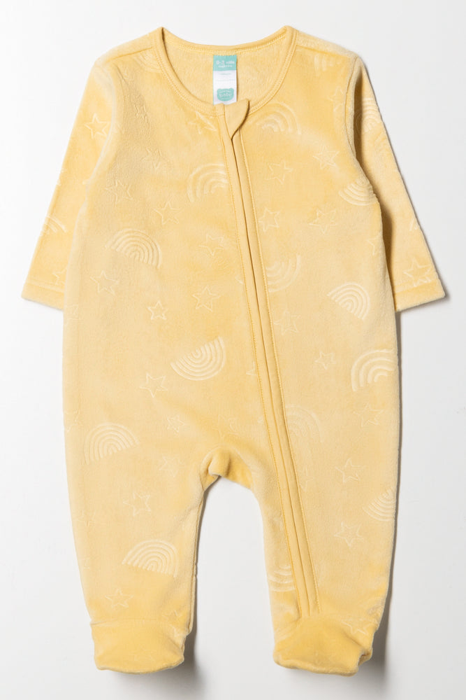 Rainbow Embossed Babygrow Yellow