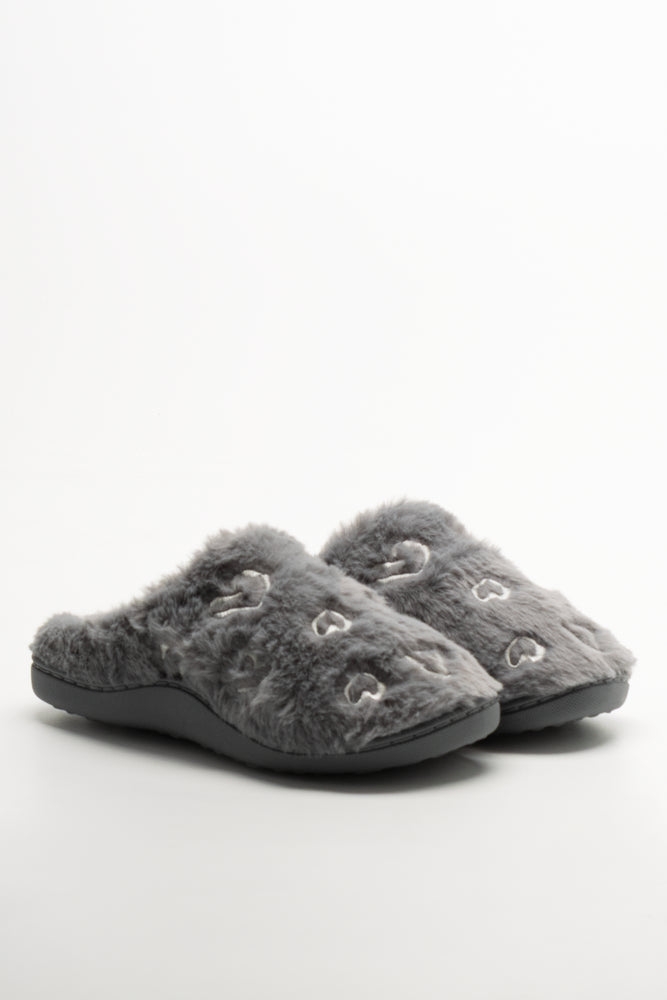 Embroidered Slippers Grey
