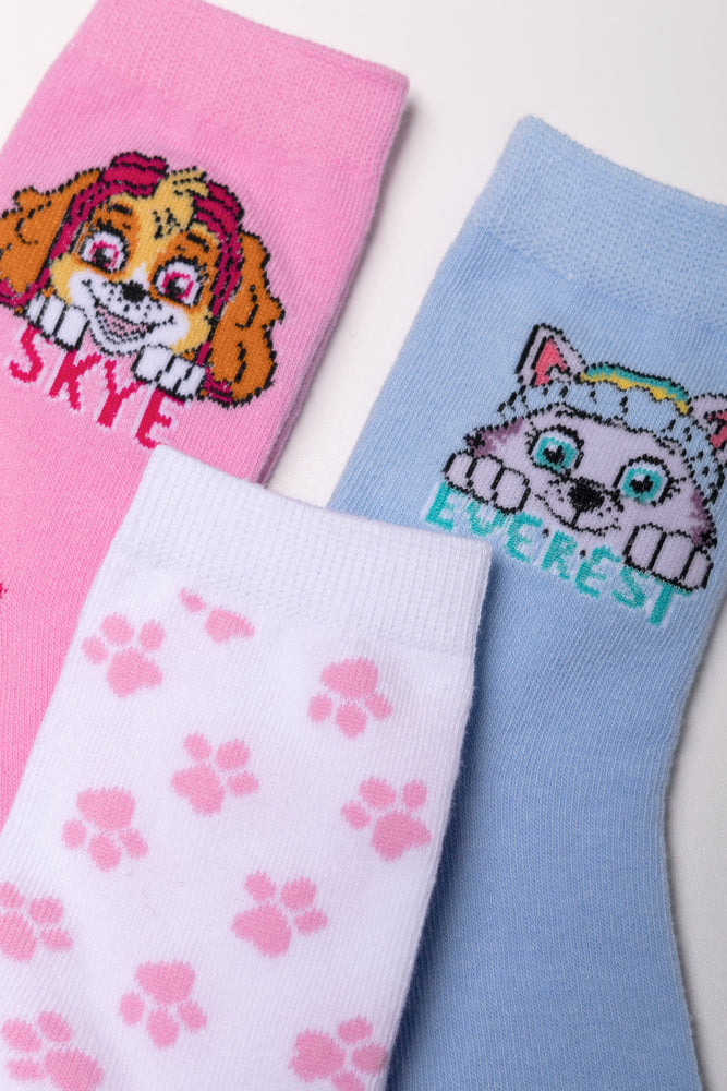 Paw Patrol 3 Pack Anklet Socks White, Pink And Blue