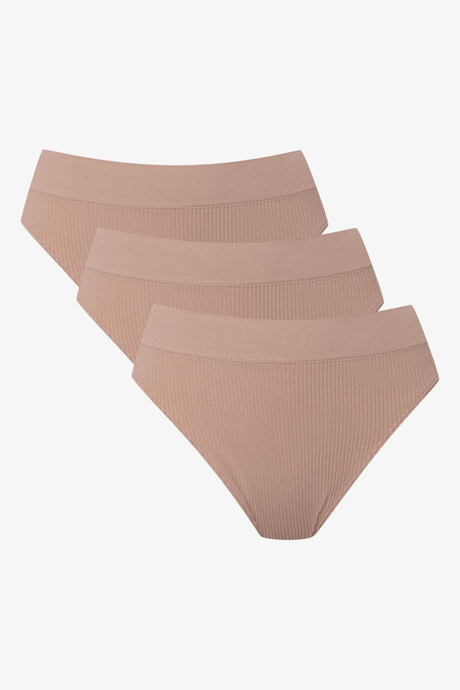 Seamless Stripe 3 Pack Brazilian Panties Black