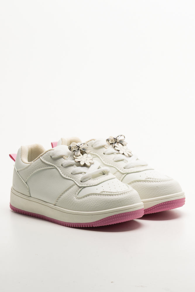 Flower Charm Sneakers White