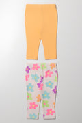 2 Pack Leggings Orange And White (2)