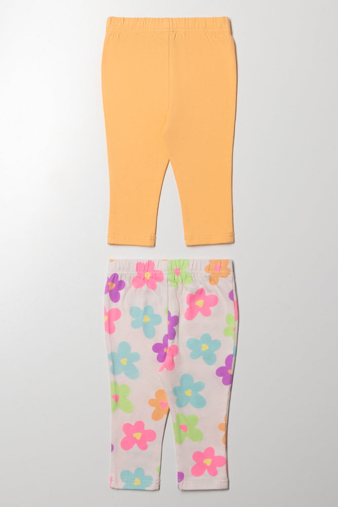 2 Pack Leggings Orange And White (2)