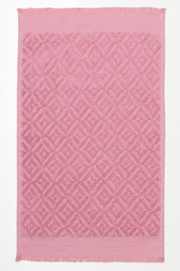 Textured Fringed Guest Towel Pink