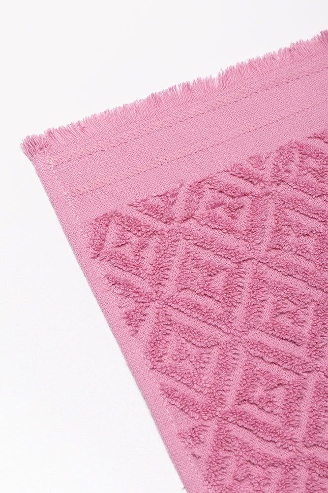Textured Fringed Guest Towel Pink