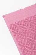 Textured Fringed Guest Towel Pink (1)