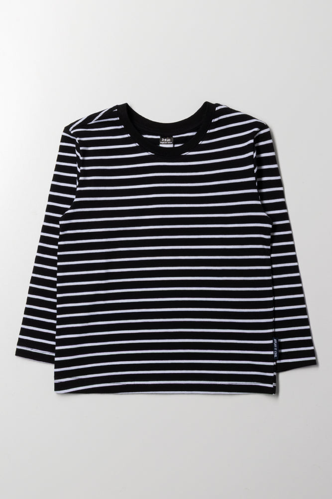Long Sleeve Stripe T-Shirt Black And White