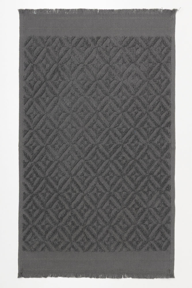 Textured Fringed Guest Towel Charcoal