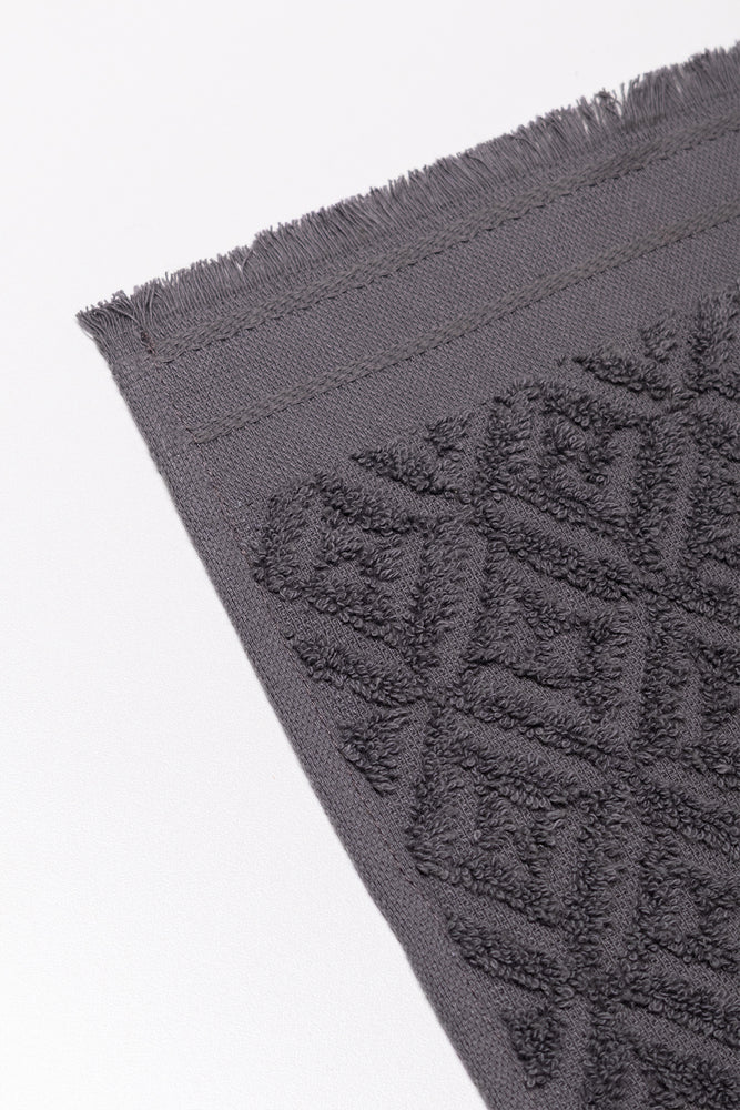Textured Fringed Guest Towel Charcoal