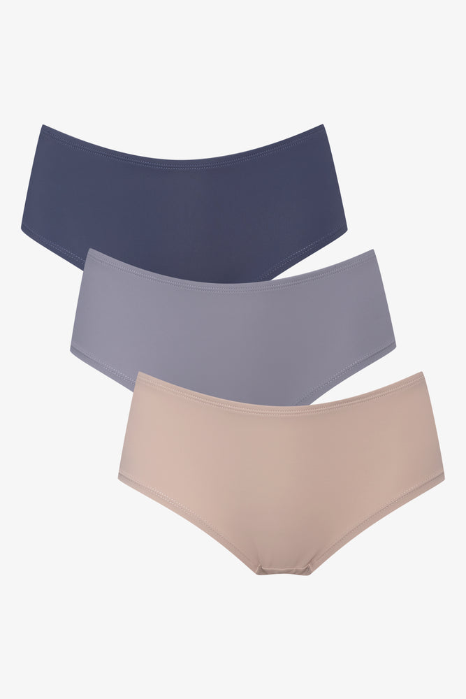 3 Pack Boyleg Blue, Grey And Natural