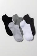 5 Pack Lowcut Socks Grey, Black And White