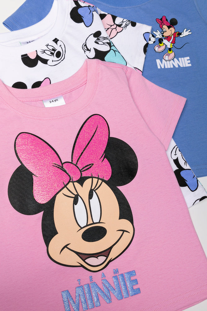 Minnie Mouse 3 Pack T-Shirts Pink, Blue And White