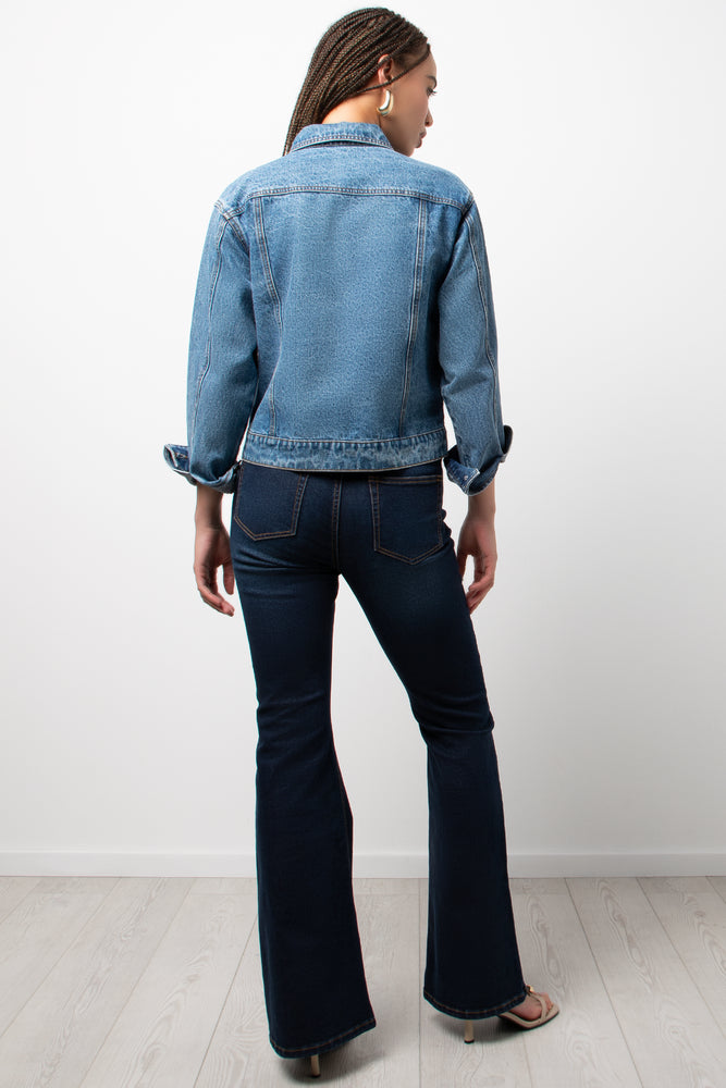 Flare Leg Denim Jeans Dark Blue (3)