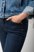 Flare Leg Denim Jeans Dark Blue (4)