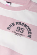 Stripe Crew Neck Tracktop Pink And White (1)
