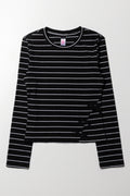 Bow Long Sleeve Top Black And White