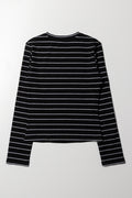Bow Long Sleeve Top Black And White (2)
