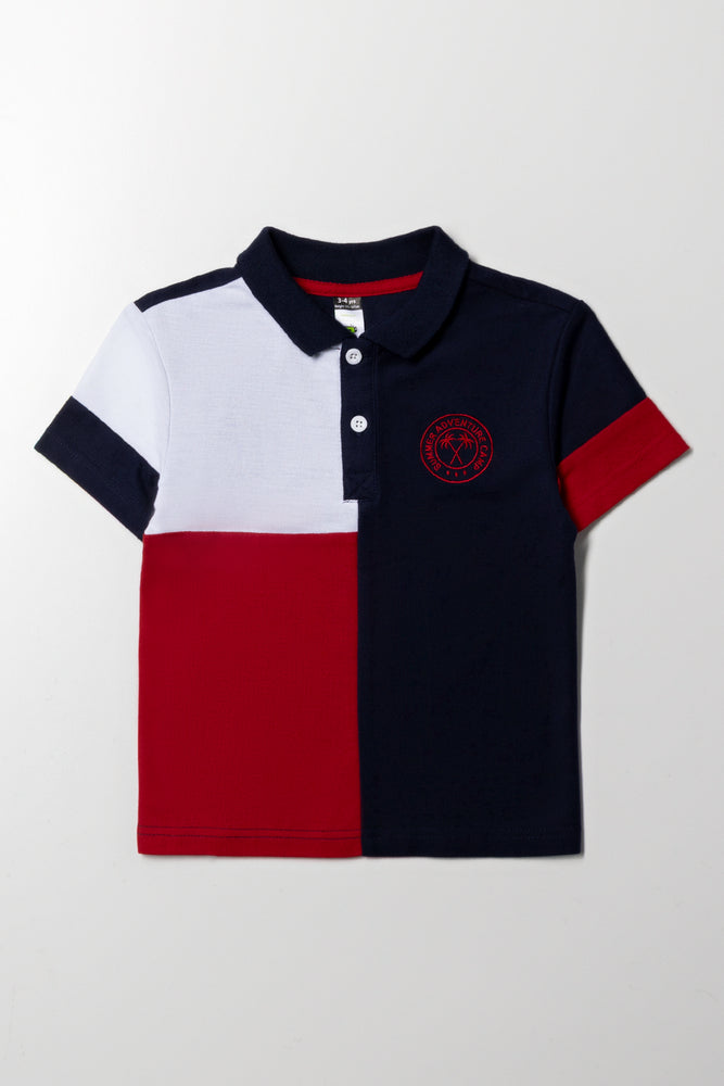 Colourblock Golfer Navy And Red