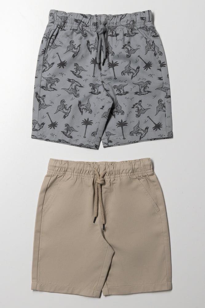 2 Pack Shorts Grey And Natural