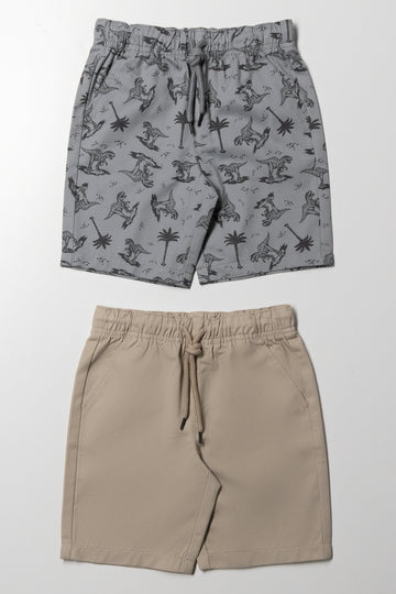 2 Pack Shorts Grey And Natural